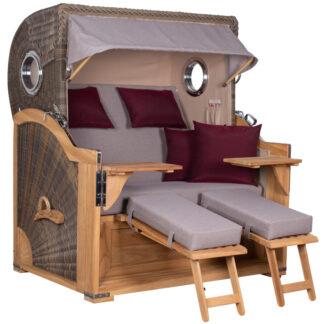 Strandkorb Westerland Teak Bullauge PE grey Dessin 588*