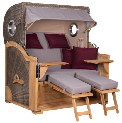 Strandkorb Westerland Teak Bullauge PE grey Dessin 588*