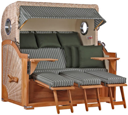 Strandkorb Westerland XXL Teak Bullauge PE shell Dessin 504*
