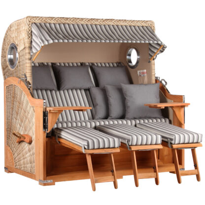 Strandkorb Westerland XXL Teak Bullauge PE shell Dessin 545*