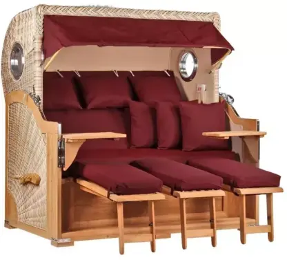 Strandkorb Westerland XXL Teak Bullauge PE shell Dessin 550*