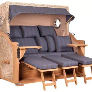 Strandkorb Westerland XXL Teak Bullauge PE shell Dessin 582*