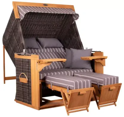 Strandkorb deVries PURE® Friesland Sylt XXL PE stone grey Des. 235*