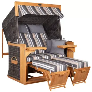 Strandkorb deVries PURE® Friesland Sylt XXL PE stone grey Des.158*