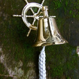 Tür Glocke aus glänzendem Messing - hell klingende Schiffsglocke mit Steuerrad*