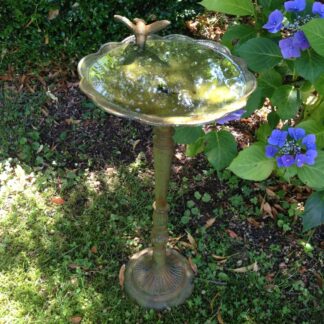 Vogeltränke, mit trinkendem Kolibri, Futter-Schale |Eisen grün |H56,0xB27,0cm*