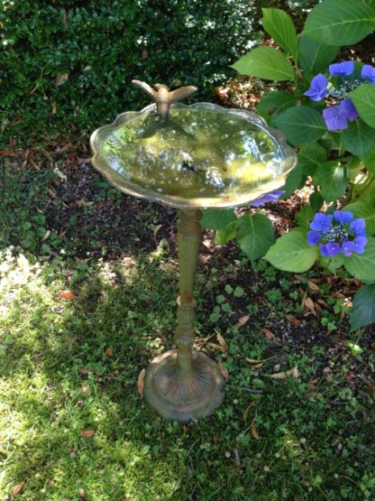 Vogeltränke, mit trinkendem Kolibri, Futter-Schale |Eisen grün |H56,0xB27,0cm*